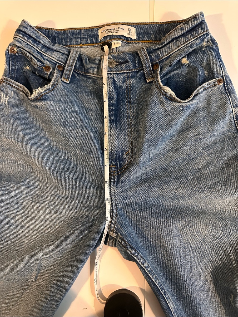 Abercrombie curve love ankle straight ultra high rise ripped jeans 25 - Picture 8 of 11